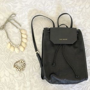 Black backpack, nylon, exotic pattern by Ted Baker